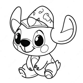 Pagina De Colorat Stitch Adorabil Cu Palarie De Ziua Lui 89552-29769
