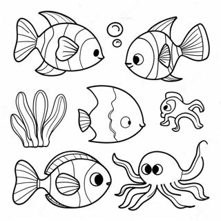 Pagini De Colorat Cu Creaturi Subacvatice Vibrante In Acuarela 90065-30160