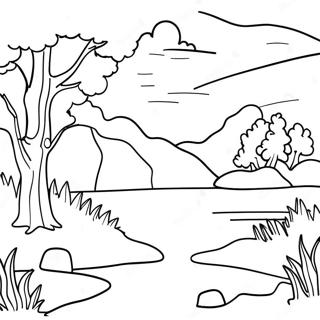 Pagini De Colorat Cu Peisaje De Apus Colorate In Acuarela 90066-30162