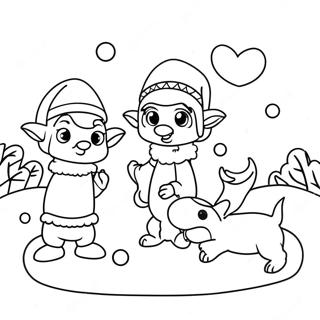 Pagina De Colorat Pisici Elf Dragute Jucandu Se In Zapada 90169-30238
