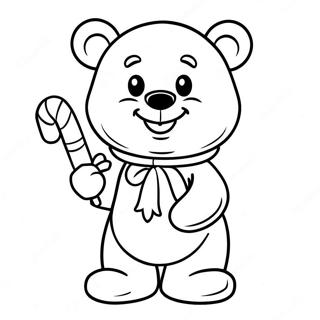 Pagina De Colorat Cu Ursulet De Guma Tinand O Baston De Zahar 90302 30349