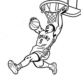 Pagini De Colorat Cu Giannis În Timp Ce Face Un Dunk La Baschet Desene De Colorat