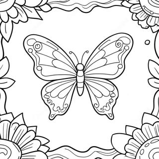 Pagini De Colorat Cu Flori Elegante Si Fluturi In Zbor 91227-31129