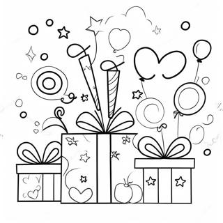 Pagini De Colorat Cu Cadouri Jucause De La Multi Ani Fericiti 91994 31737