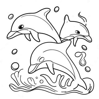 Pagina De Colorat Cu Delfini Jucausi Inotand 92327 31999