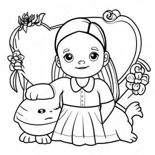 Pagina De Colorat Cu Wednesday Addams Si Pugsley 93614 32997