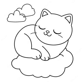 Pisica Anime Dormind Pe Un Nor Pagina De Colorat 93691-33057