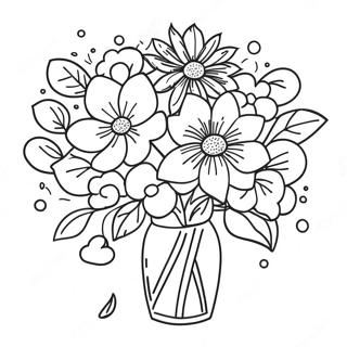 Pagina De Colorat Cu Buchet Frumos Pentru Ziua Mamei Fericite 93767-33117