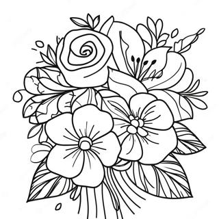 Pagina De Colorat Cu Buchet Frumos Pentru Ziua Mamei Fericite 93767-33118