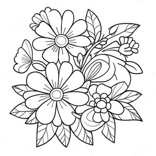 Pagina De Colorat Cu Buchet Frumos Pentru Ziua Mamei Fericite 93767-33119