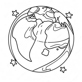 Pagina De Colorat Cu Pamantul In Spatiu Si Stele 9393-2145