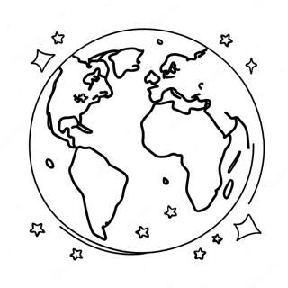 Pagina De Colorat Cu Pamantul In Spatiu Si Stele 9393-2148