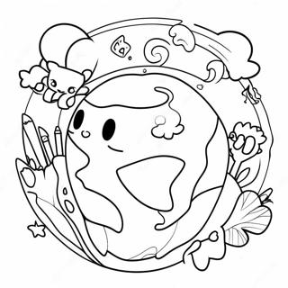 Pagina De Colorat Cu Pamantul Fericit Inconjurat De Animale 9394 118