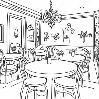 Pagina De Colorat Cu Interiorul Unui Restaurant Confortabil 93997-33285