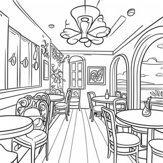 Pagina De Colorat Cu Interiorul Unui Restaurant Confortabil 93997-33286