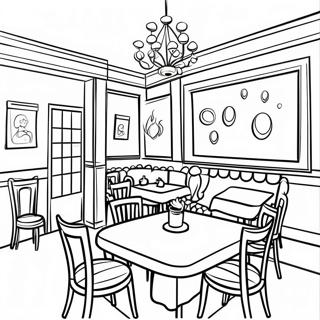 Pagina De Colorat Cu Interiorul Unui Restaurant Confortabil 93997-33287