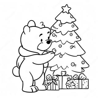 Pagina De Colorat Cu Winnie De Plus Decorand Un Brad De Craciun 94023-33309
