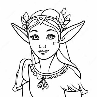 Pagina De Colorat Cu Elf Realist Elegant Cu Flori Desene De Colorat