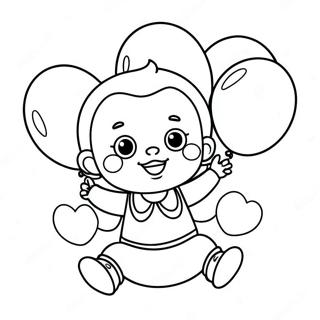 Pagini De Colorat Cu Un Bebelus Fericit Si Baloane 94284 33590