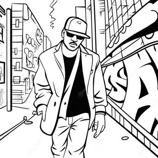 Pagina De Colorat Gangster Hip Hop Cu Un Zid De Graffiti 94489 33730