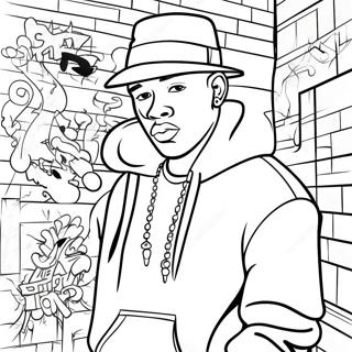 Pagina De Colorat Gangster Hip Hop Cu Un Zid De Graffiti 94489 33732
