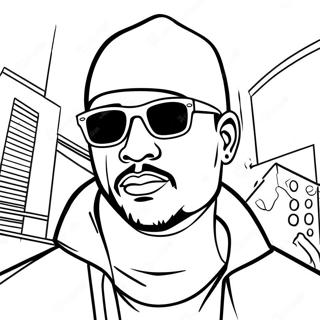 Pagina De Colorat Gangster Hip Hop Stilat Cu Ochelari De Soare Desene De Colorat