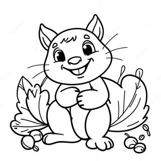 Pagini De Colorat Cu Veverita Fericita Cu Ghinde 95032 34293