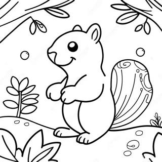 Pagini De Colorat Cu Veverita Fericita Cu Ghinde 95032 34294