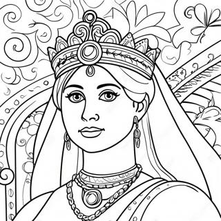 Pagina De Colorat Cu Regina Esther In Imbracaminte Regala 95487-34642