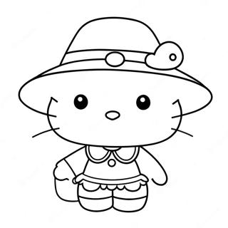Hello Kitty Cu Palarie De Pelerin Pagina De Colorat 96078 35144