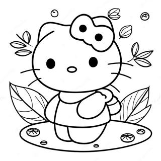 Pagina De Colorat Cu Hello Kitty Si Frunze De Toamna 96080-35152