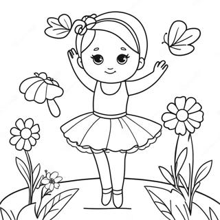 Pagina De Colorat Cu Balerina Fermecatoare Cu Flori 96417-35409