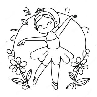 Pagina De Colorat Cu Balerina Fermecatoare Cu Flori 96417-35410