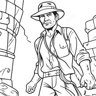 Pagini De Colorat Cu Indiana Jones Explorand Ruine Antice 97391 36330