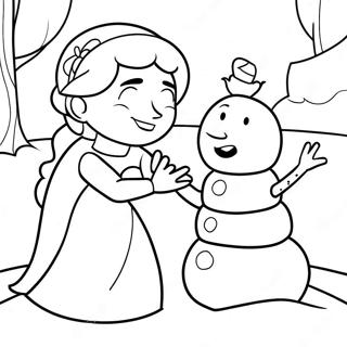 Pagina De Colorat Cu Elsa Construind Un Om De Zapada 97547 36453