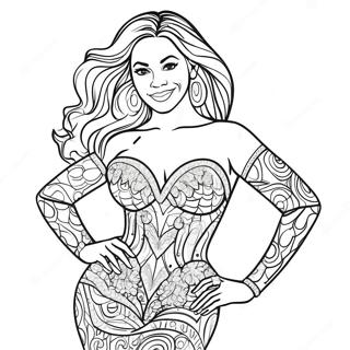 Pagini De Colorat Beyonce Cu Rochie Stralucitoare 97674-36547