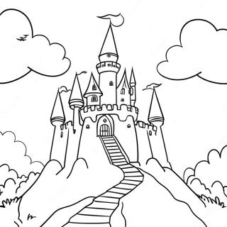 Pagina De Colorat Cu Castel Magic Pe Un Deal 97753 36747