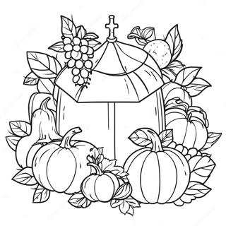 Pagina De Colorat Decoratiuni De Recolta In Biserica 97908 36865