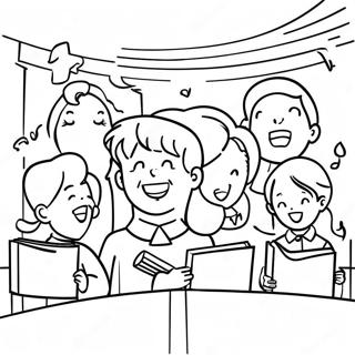 Pagina De Colorat Copii Cantand In Biserica 97909 36872