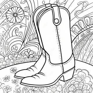 Pagini De Colorat Cu Cizme De Cowboy Vintage 98576-37390
