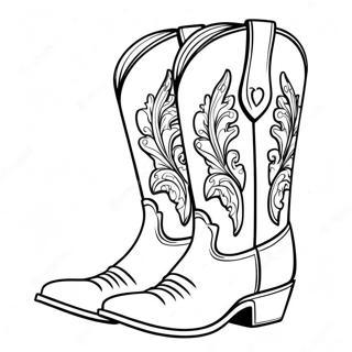 Pagini De Colorat Cu Cizme De Cowboy Vintage 98576-37392