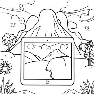 Pagini De Colorat Cu Ipad Care Arata Un Peisaj Magic 98857-37606