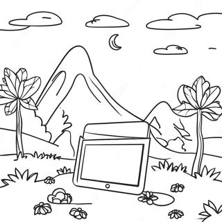 Pagini De Colorat Cu Ipad Care Arata Un Peisaj Magic 98857-37607