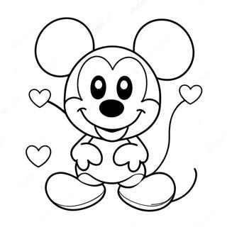 Pagina De Colorat Mickey Mouse Dragut Cu Inimi 99136-37817