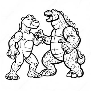 Pagini De Colorat Cu Godzilla Luptandu Se Cu King Kong 99677-38434