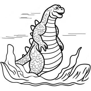 Pagini De Colorat Cu Godzilla Iesind Din Ocean 99679-38443