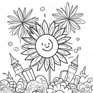 Pagina De Colorat Cu Sarbatoarea Focurilor De Artificii Colorate 99754 38495